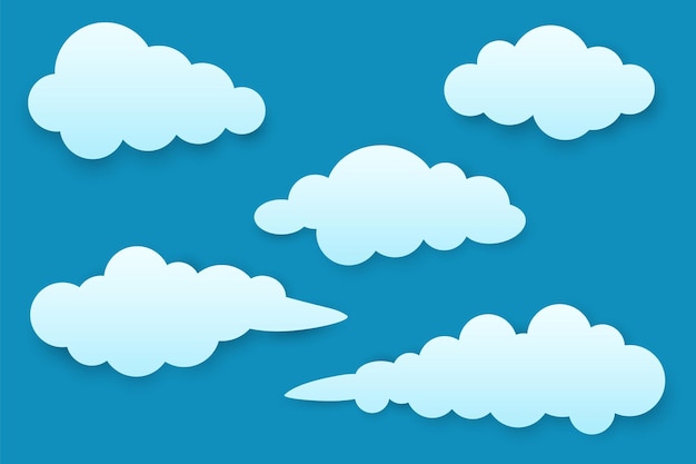 Vettore raccolta di disegni nuvola in sfumatura blu