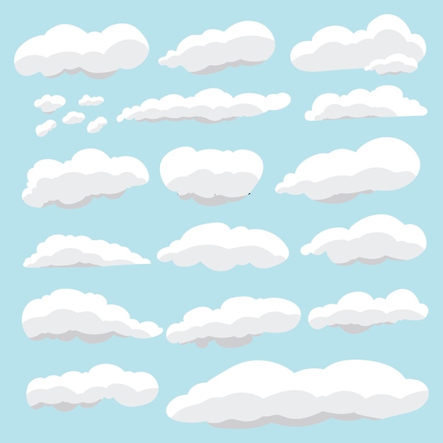 Vector collection of clouds in the sky