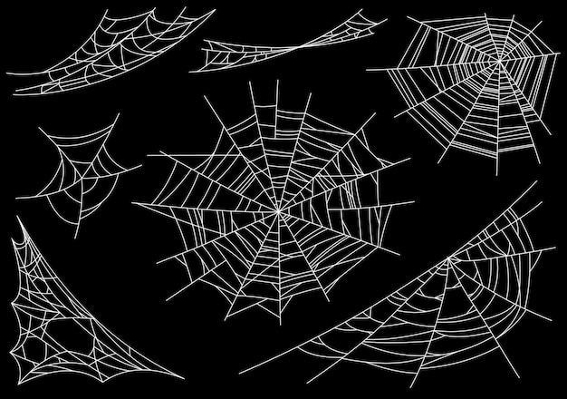 Collection of cobweb, isolated on black