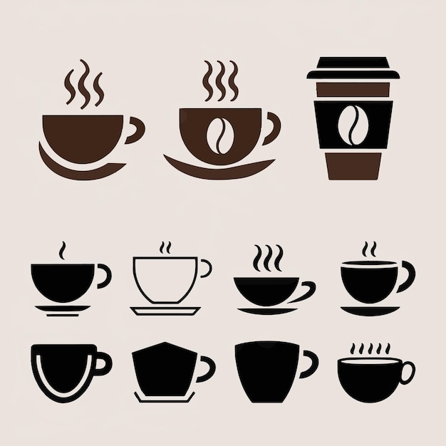 a collection of coffee cups and cups with the words coffee on them