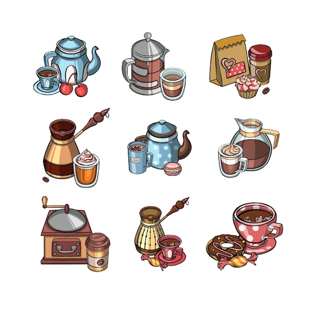 Vector collection of coffee to go symbols for restaurants illustration