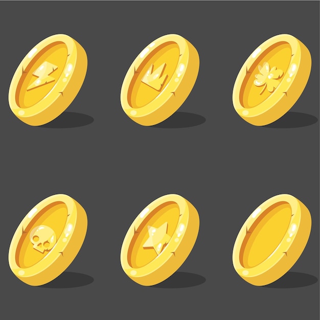 Vector collection of coins icons set of ui elements for a mobile game or application