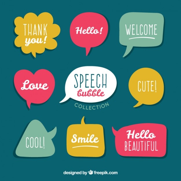 Vector collection of colored speech bubble