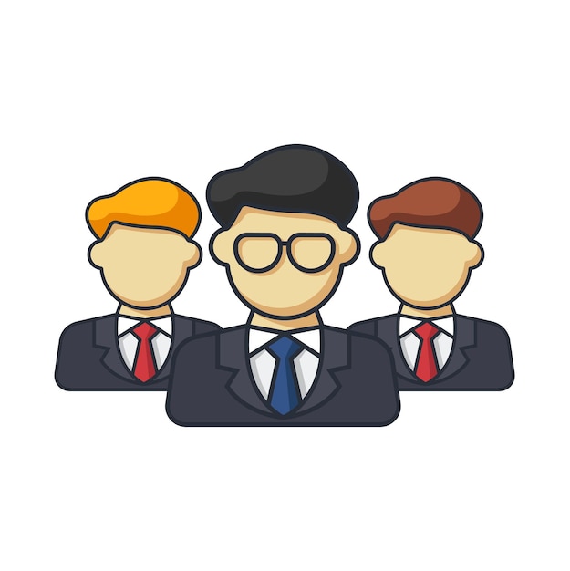 Collection colored thin icon of business man teamwork business and people concept vector illustration
