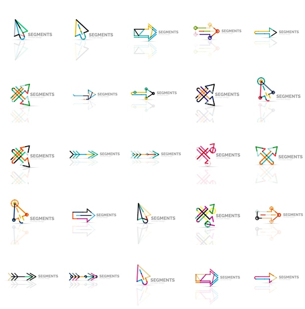 Collection of colorful abstract origami logos