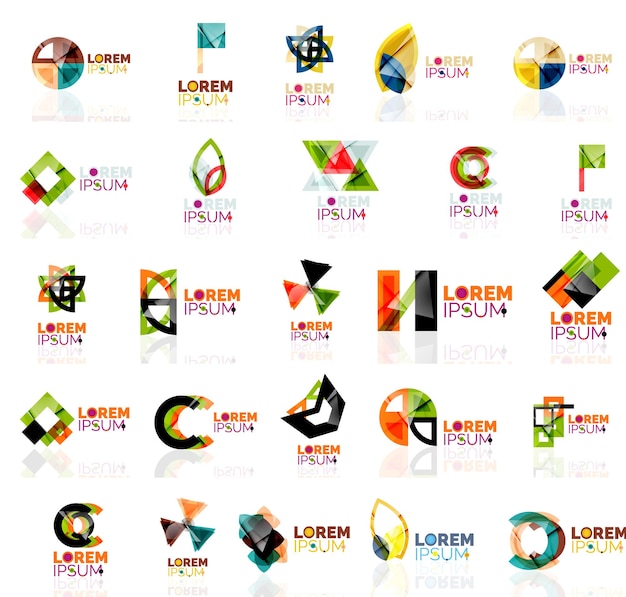 Collection of colorful abstract origami logos