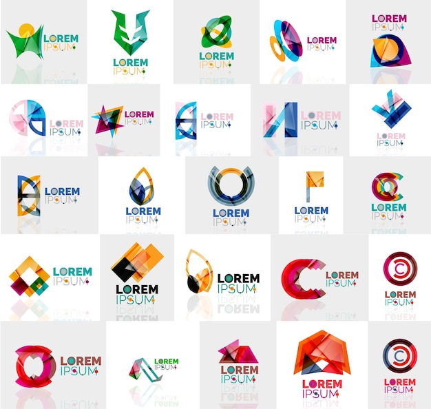 collection of colorful abstract origami logos