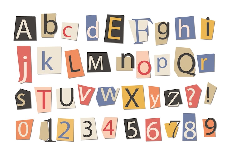Vector 色とりどりのアルファベット 文字 数字