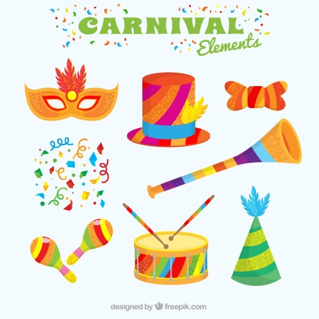 collection of colorful carnival elements