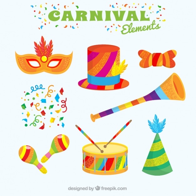 Vector collection of colorful carnival elements