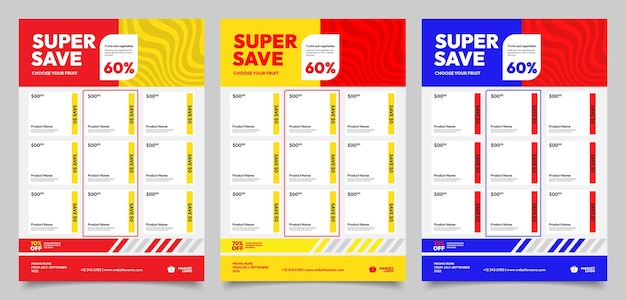 collection of colorful catalog flyer template designs for supermarkets