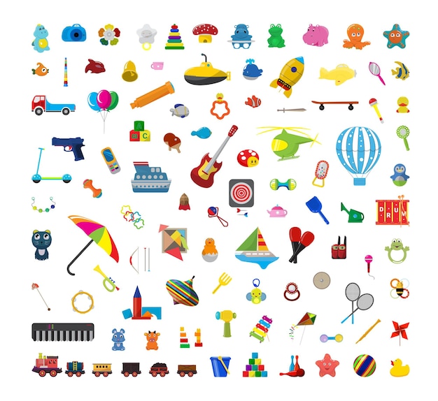 Collection of colorful children's toys.