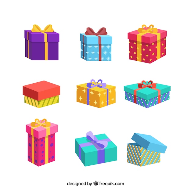 Vector collection of colorful christmas gifts