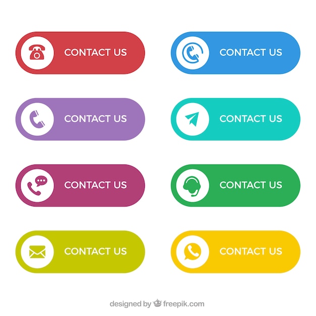 Collection of colorful contact buttons