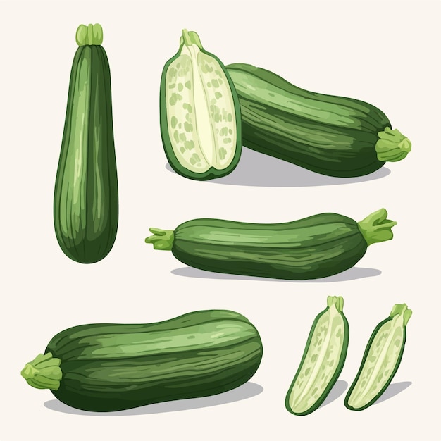 Коллекция красочных наклейки Courgette