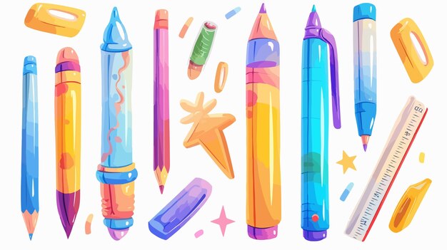 Vector a collection of colorful crayons with the word love on them