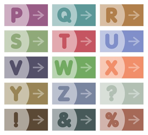 Collection of colorful direction symbols