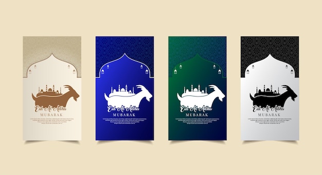 Vector collection of colorful eid al adha mubarak design template stories