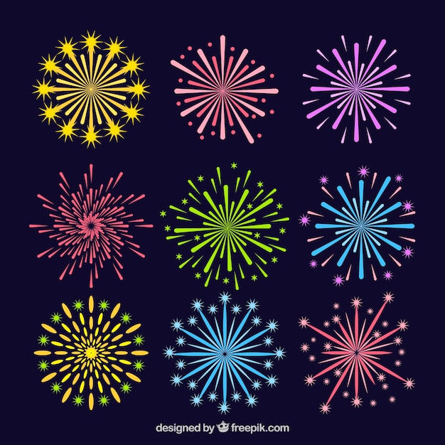 Vector collection of colorful firework