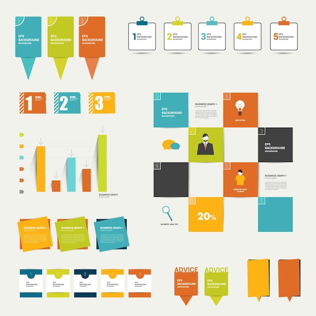 Vector collection of colorful flat infographic elements.