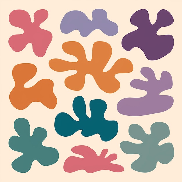 a collection of colorful flowers and shapes