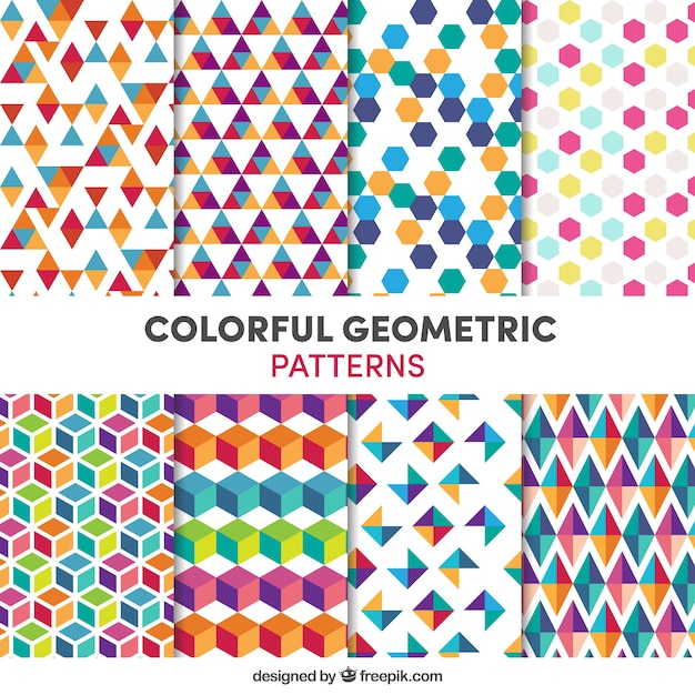 Collection of colorful geometric patterns