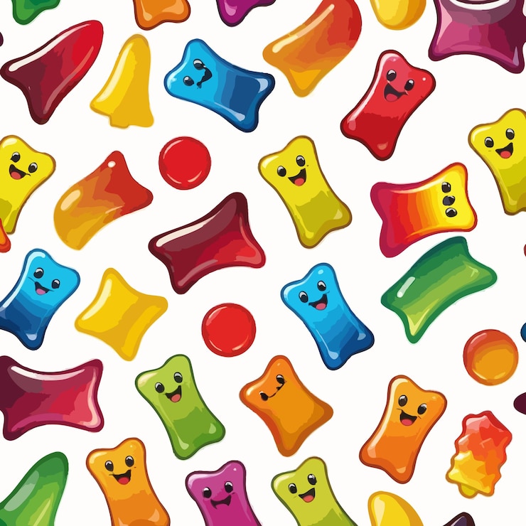 Vector a collection of colorful gummy candies cartoon drawing artwork vector