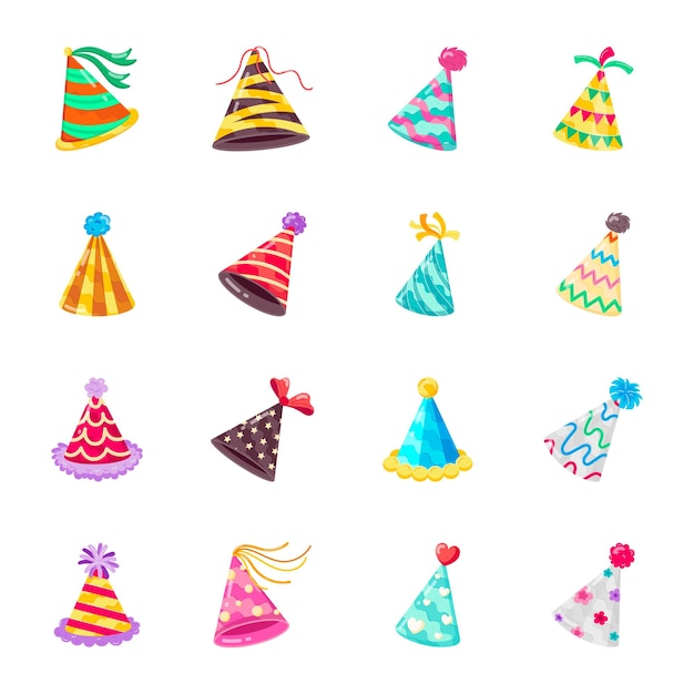 Vector a collection of colorful hats with different designs