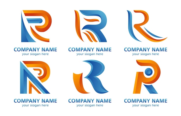 "r"라는 글자가 새겨진 다채로운 로고 컬렉션