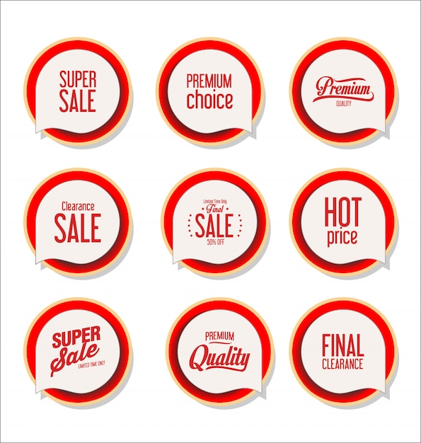 Collection of colorful modern badges and labels