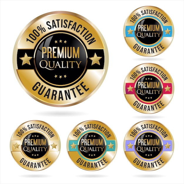 Collection of colorful premium quality badges and labels