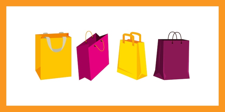 Vector collection of colorful shopping bags for retail and sales