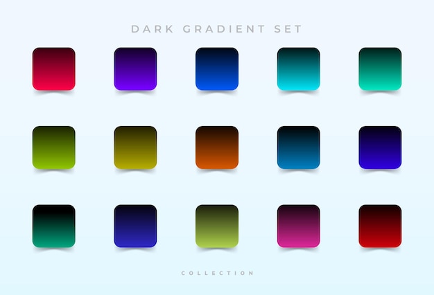 Collection of colorful smooth dark gradient backgrounds for graphic design Vector illustration