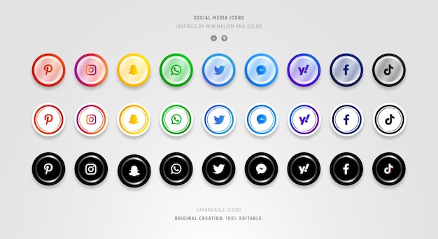 Collection of colorful social media icons in modern style.