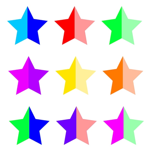 Vector collection of colorful stars