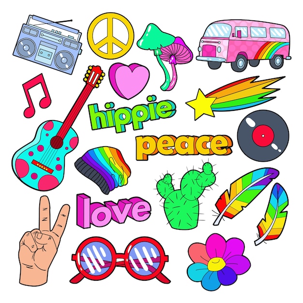 Collection of colorful stickers