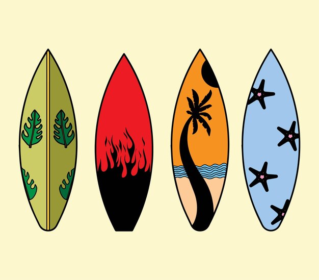 Collection of Colorful Surfboard Vector