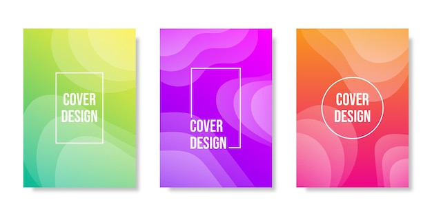 Collection of colorful wave design covers trendy design