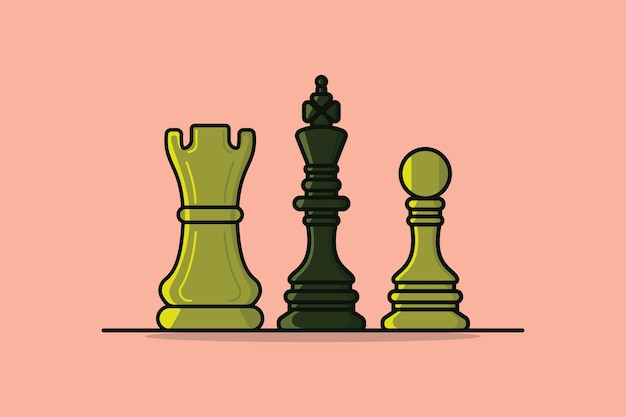 Collection of Colourful Chess Pieces vector illustration Sport board game object icon concept