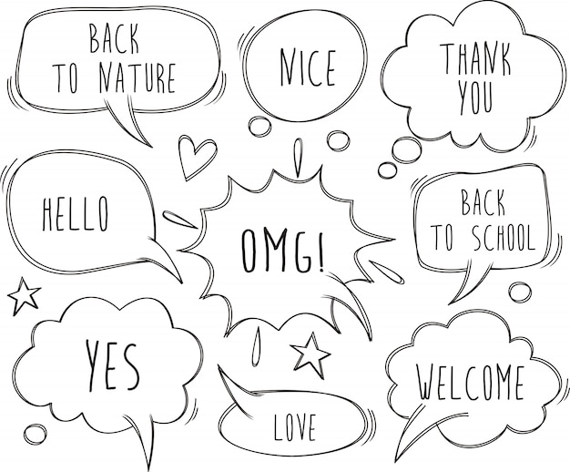 Vector a collection of comic  speech bubbles. comic speech bubbles doodle set