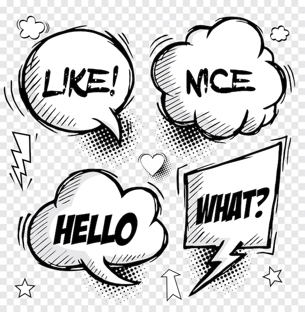 Vector a collection of comic  speech bubbles. doodle art style