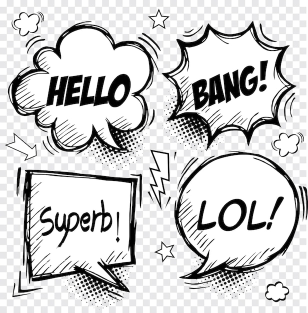 Vector a collection of comic  speech bubbles. doodle art style