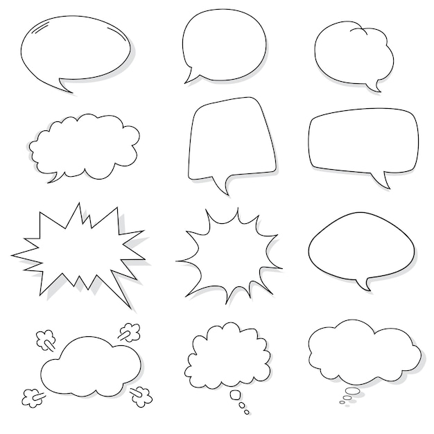 A collection of comic speech bubbles