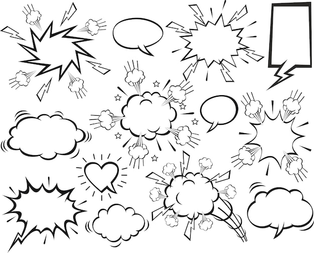 A collection of comic speech bubbles