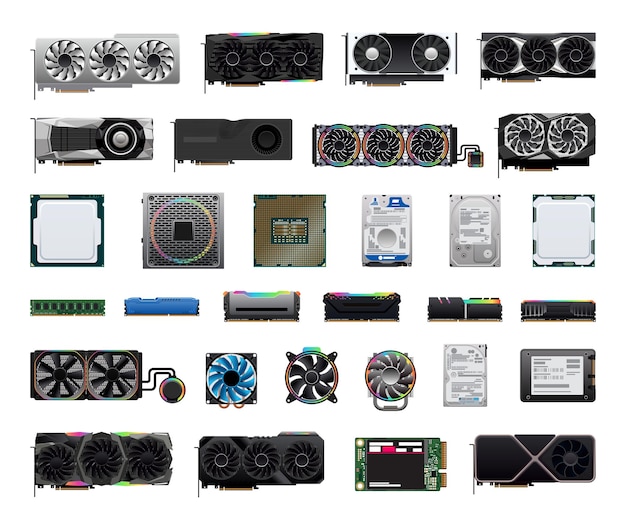 A collection of computer components