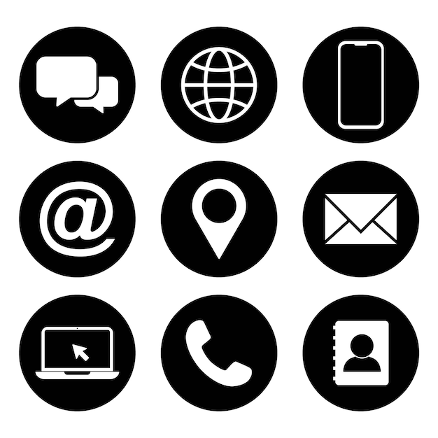 Vettore raccolta di icone di connessionecontattaci set di iconecontatto e icone di comunicazione