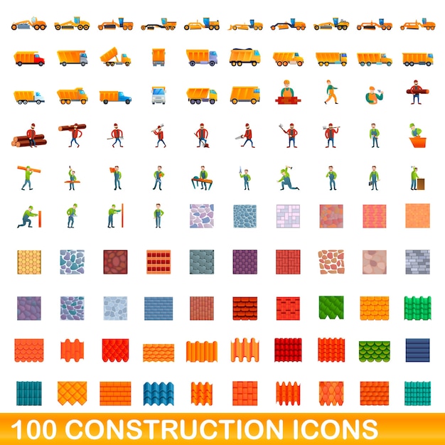 Collection of construction icons isolated on white