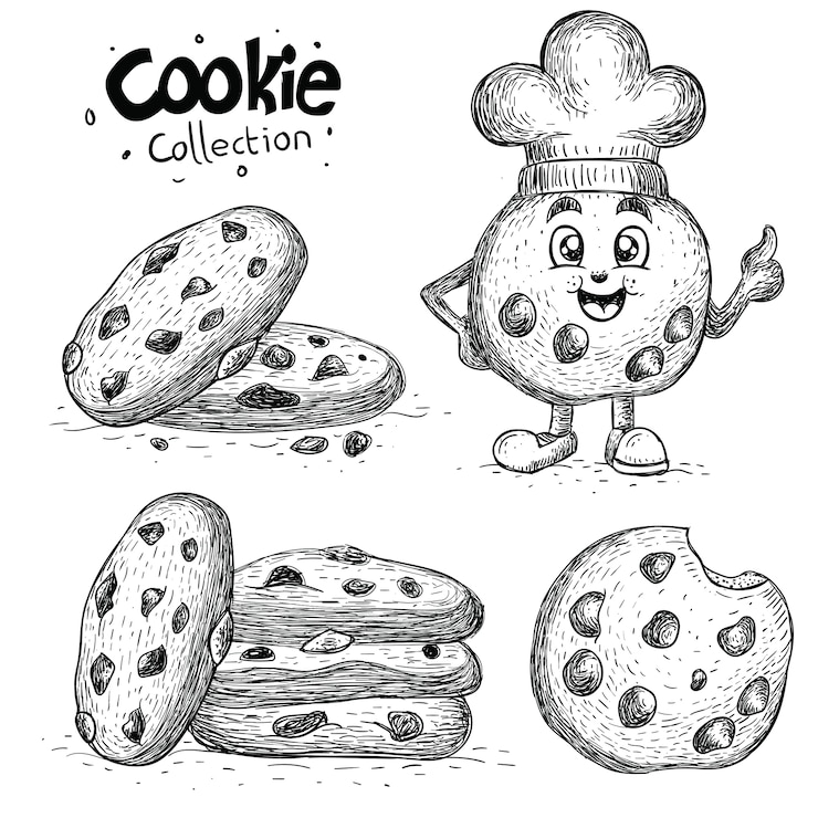 Vector collection of cookie in hand drawn