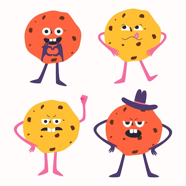 Vector collection of cookies with different emotions