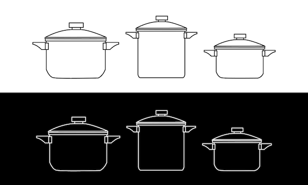 A collection of Cooking pots Kitchenware realistic set of vector kitchen utensils